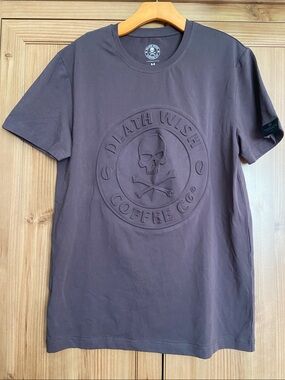Death Wish Coffee Co Skull Charcoal Tee Shirt M Brand New